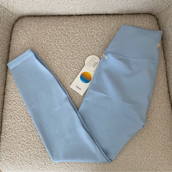 NWT Vuori Inversion Rib Bra & Legging Set 'Crystal Blue' Size XS - Picture 5 of 15